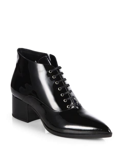 miu miu black patent ankle boots|Black Patent leather booties .